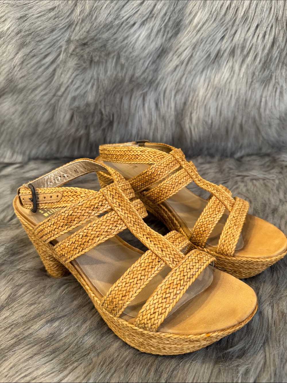 Stuart Weitzman Braided Platform Wedge Sandals in Tan Size 9 - Picture 10 of 10